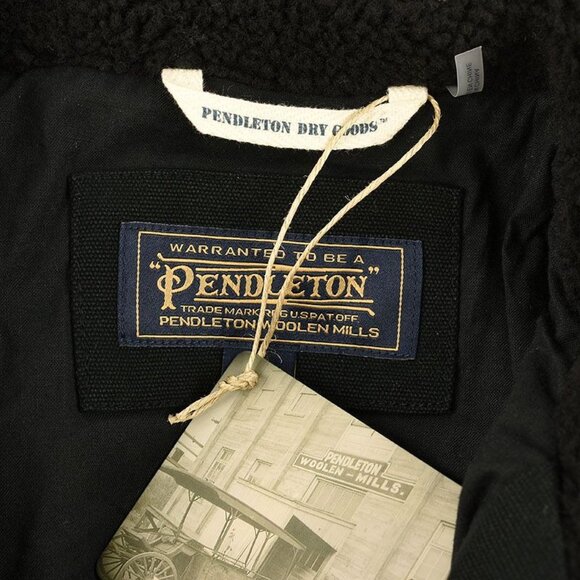 PENDLETON Mens Black Camp Stripe Lone Fir Berber Jacket Medium - Picture 2 of 2